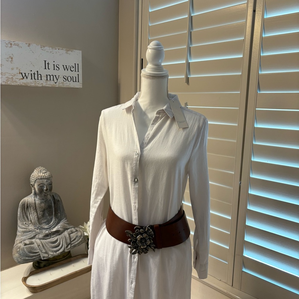 Calypso white cream dress with palm detail
